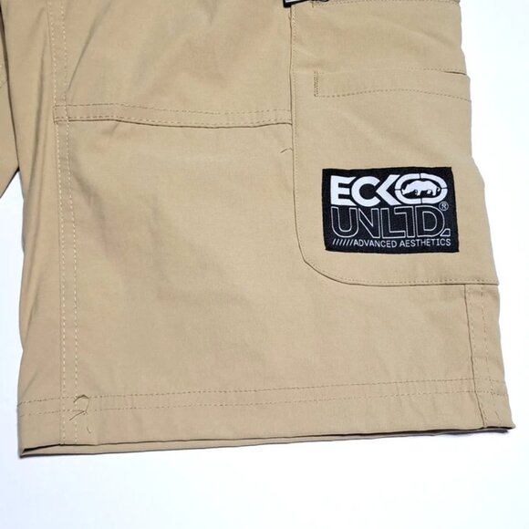 Ecko Unltd Kakhi Cargo Shorts Mens 29/30 Waist Belted Stretch Lightweight pocket - Picture 5 of 11